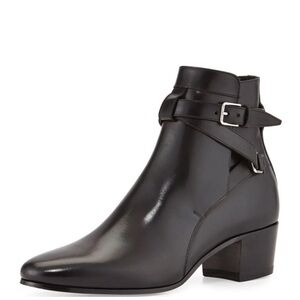 SAINT LAURENT Black calfskin leather Blake 40 jodhpur ankle boots 36.5